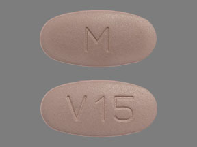 Pill M V15 Purple Oval is Valsartan