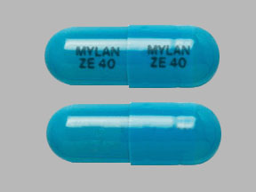 Pill MYLAN ZE 40 MYLAN ZE 40 Blue Capsule/Oblong is Ziprasidone Hydrochloride