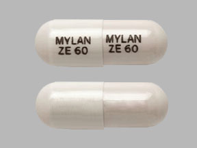 Pill MYLAN ZE 60 MYLAN ZE 60 White Capsule/Oblong is Ziprasidone Hydrochloride