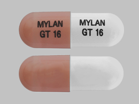 Pill MYLAN GT 16 MYLAN GT 16 Pink & White Capsule/Oblong is Galantamine Hydrobromide Extended Release