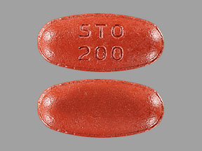 Pill STO 200 Red Oval is Carbidopa, Entacapone and Levodopa