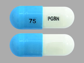 Pill 75 PGBN Blue & White Capsule/Oblong is Pregabalin