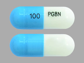 Pill 100 PGBN Blue & White Capsule/Oblong is Pregabalin