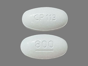 Pill CP113 800 Blue Oval is Acyclovir