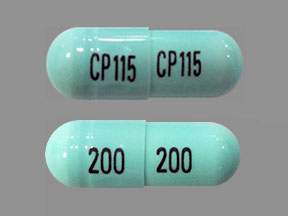Pill CP115 200 CP115 200 Blue Capsule/Oblong is Acyclovir