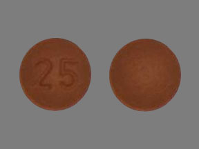 Pill 25 Pink Round is Quetiapine Fumarate