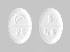 Pill Logo .25 5 46 White Oval is Pramipexole Dihydrochloride