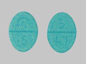 Pill Logo .5 5 47 Blue Oval is Pramipexole Dihydrochloride