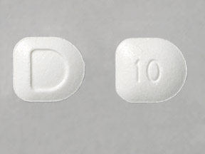 Pill D 10 White U-shape is Dexmethylphenidate Hydrochloride