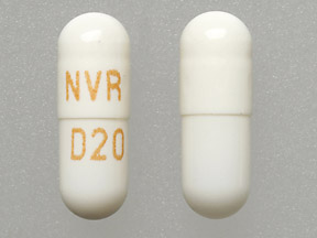 Pill NVR D20 White Capsule/Oblong is Focalin XR