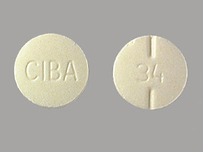 Pill 34 CIBA Yellow Round is Ritalin