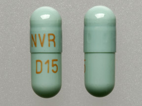 Pill NVR D15 Green Capsule-shape is Focalin XR