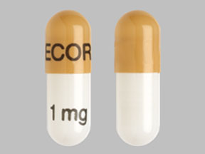 Pill HECORIA 1 mg Brown & White Capsule/Oblong is Hecoria