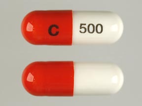 Pill C 500 Red & White Capsule-shape is Cefadroxil Monohydate