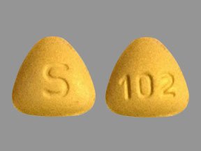 Pill S 102 Yellow Three-sided is Sumatriptan Succinate