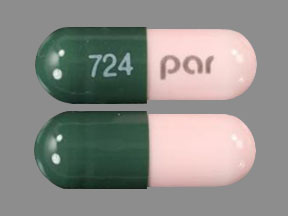 Pill 724 par Green & Pink Capsule-shape is Hydroxyurea
