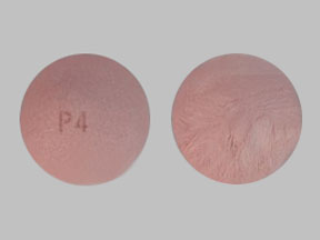 Pill P4 Peach Round is Risperidone (Dispersible)