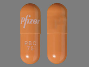 Pill Pfizer PBC 75 Orange Capsule/Oblong is Ibrance