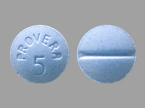 Pill PROVERA 5 Blue Round is Medroxyprogesterone Acetate