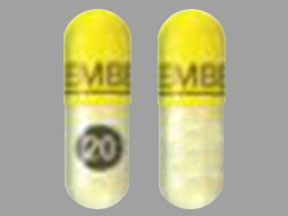 Pill EMBEDA 20 Yellow Capsule-shape is Embeda