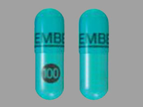 Pill EMBEDA 100 Green Capsule/Oblong is Embeda