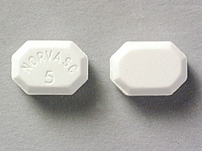 Pill NORVASC 5 White Eight-sided is Amlodipine Besylate