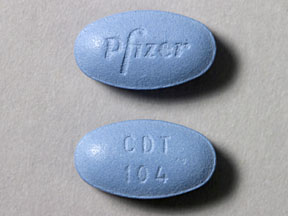 Pill Pfizer CDT 104 Blue Elliptical/Oval is Amlodipine Besylate and Atorvastatin Calcium