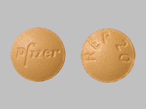 Pill Pfizer REP 20 Orange Round is Eletriptan hydrobromide