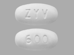 Pill ZYV 600 White Elliptical/Oval is Linezolid