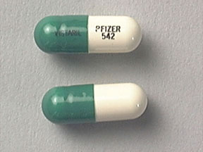 Pill VISTARIL PFIZER 542 Green Capsule/Oblong is Hydroxyzine Pamoate