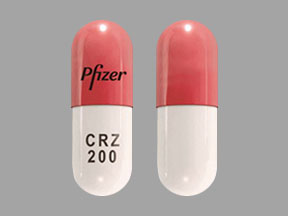 Pill Pfizer CRZ 200 Pink & White Capsule/Oblong is Xalkori