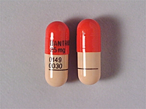 Pill DANTRIUM 25mg 0149 0030 Brown & Orange Capsule-shape is Dantrolene Sodium