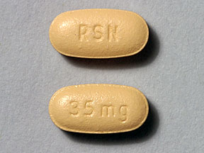 Pill RSN 35 mg Orange Oval is Risedronate Sodium