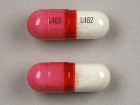 Pill L462 L462 Pink & White Capsule-shape is Diphenhydramine Hydrochloride