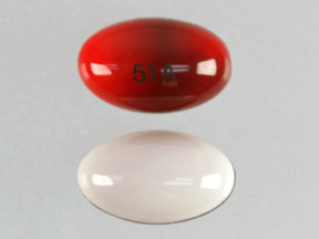 Pill 51A Red & White Capsule/Oblong is Docusate Sodium