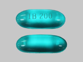 Pill IB 200 Blue Capsule/Oblong is Ibuprofen