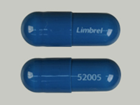 Pill LIMBREL 52005 Blue Capsule/Oblong is Limbrel 250