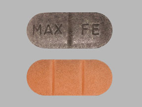 Pill MAX FE is MaxFe vitamins and minerals with iron 160 mg and folate 1 mg