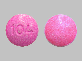 Pill 104 Pink Round is Sodium Fluoride (Chewable)