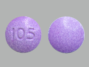 Pill 105 Purple Round is Sodium Fluoride (Chewable)