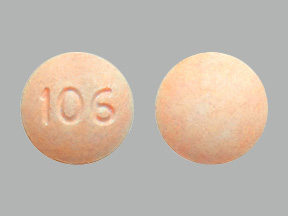 Pill 106 Peach Round is Sodium Fluoride (Chewable)