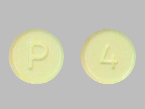 Pill P 4 Yellow Round is Hydromorphone Hydrochloride