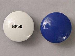 Pill BP50 Blue & White Round is Acetaminophen and Diphenhydramine Hydrochloride