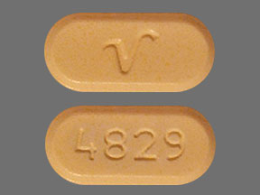 Pill V 4829 Yellow Capsule/Oblong is Acetaminophen and Oxycodone Hydrochloride