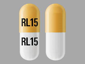 Pill RL15 RL15 Yellow & White Capsule-shape is Kapspargo Sprinkle