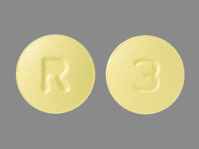 Pill R 3 Yellow Round is Quetiapine Fumarate