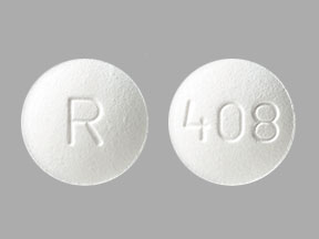 Pill R 408 White Round is Amlodipine Besylate and Atorvastatin Calcium