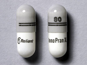 Pill 80 Innopran XL LOGO Reliant Gray & White Capsule/Oblong is InnoPran XL