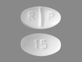 Pill R P 15 White Oval is Oxycodone Hydrochloride