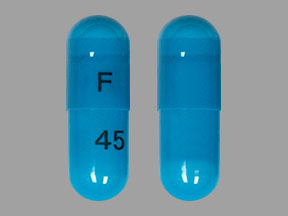 Pill F 45 Blue Capsule/Oblong is Atomoxetine Hydrochloride